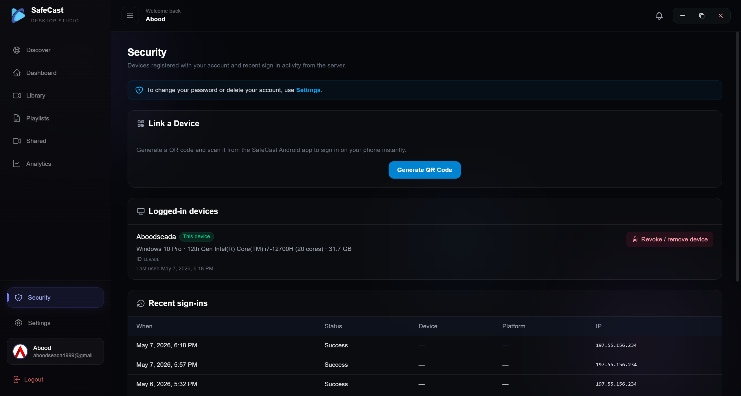 SafeCast screenshot